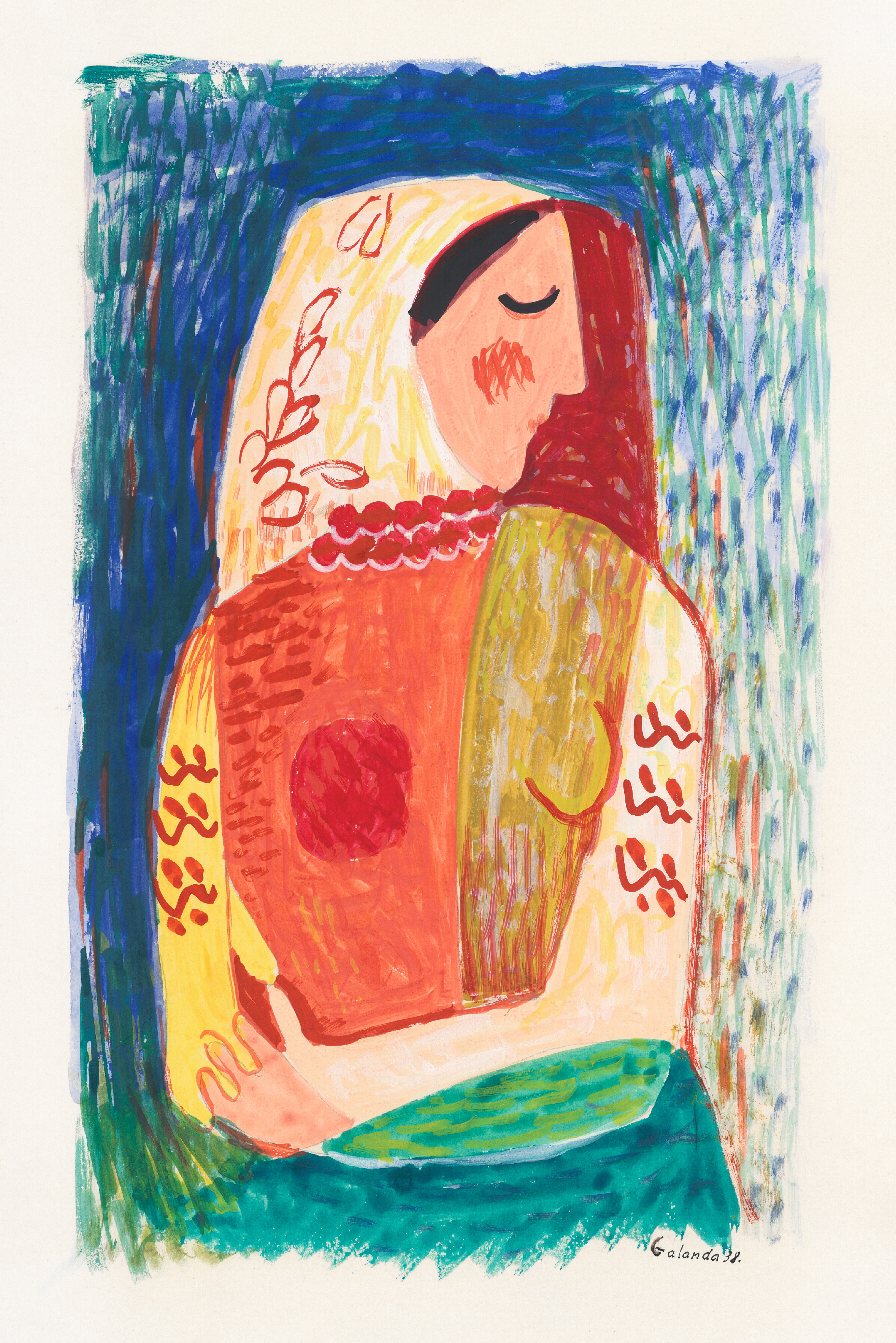 Woman (1938), Vintage Illustration By Mikulas Galanda Wall Art Poster Print - Foto 1 di 1